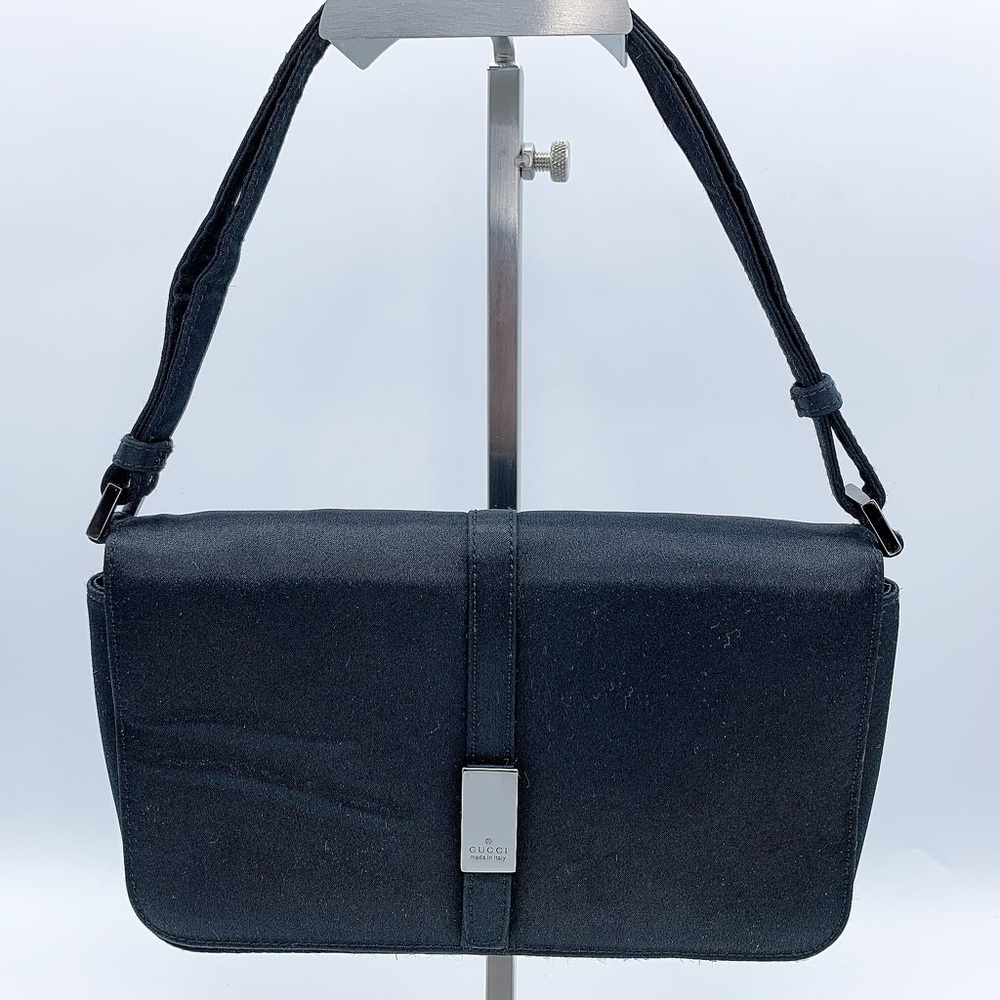 Gucci Satin Mini Flap Mini Handbag in Black